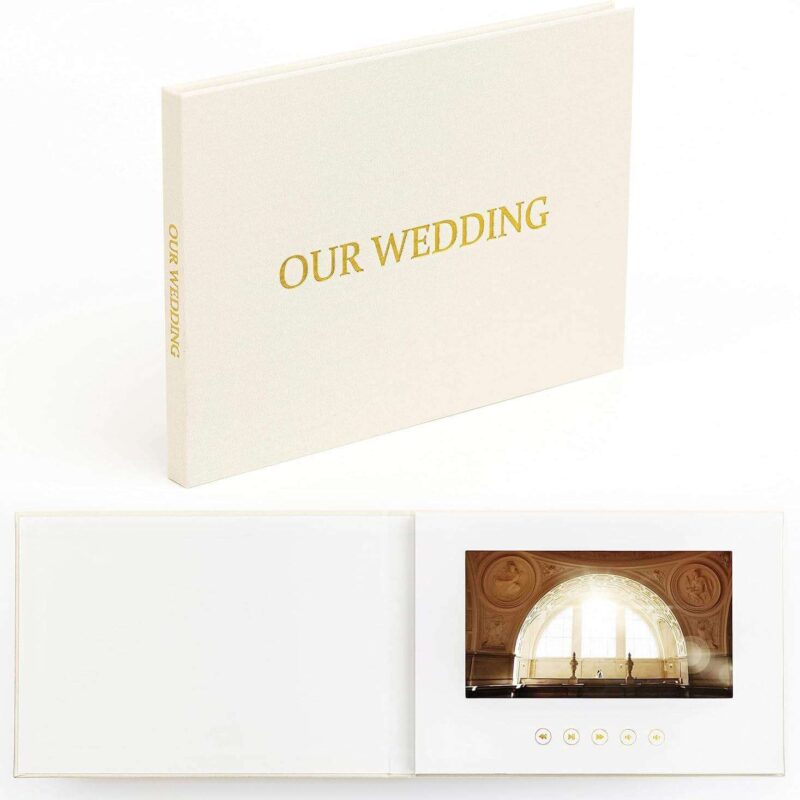 Linen Bound 7 inch Wedding Video Book Invitation Gift